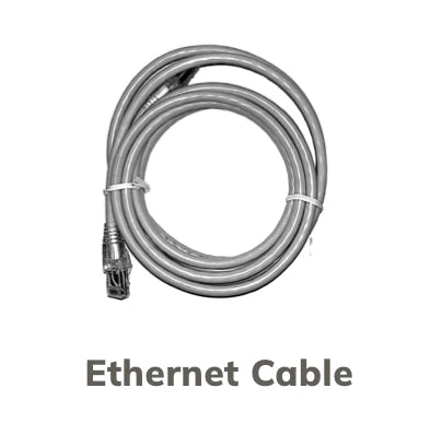 Coiled Ethernet cable on a white background with 'Ethernet Cable' text below.