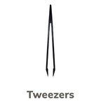 Black tweezers on a white background with 'Tweezers' text below.