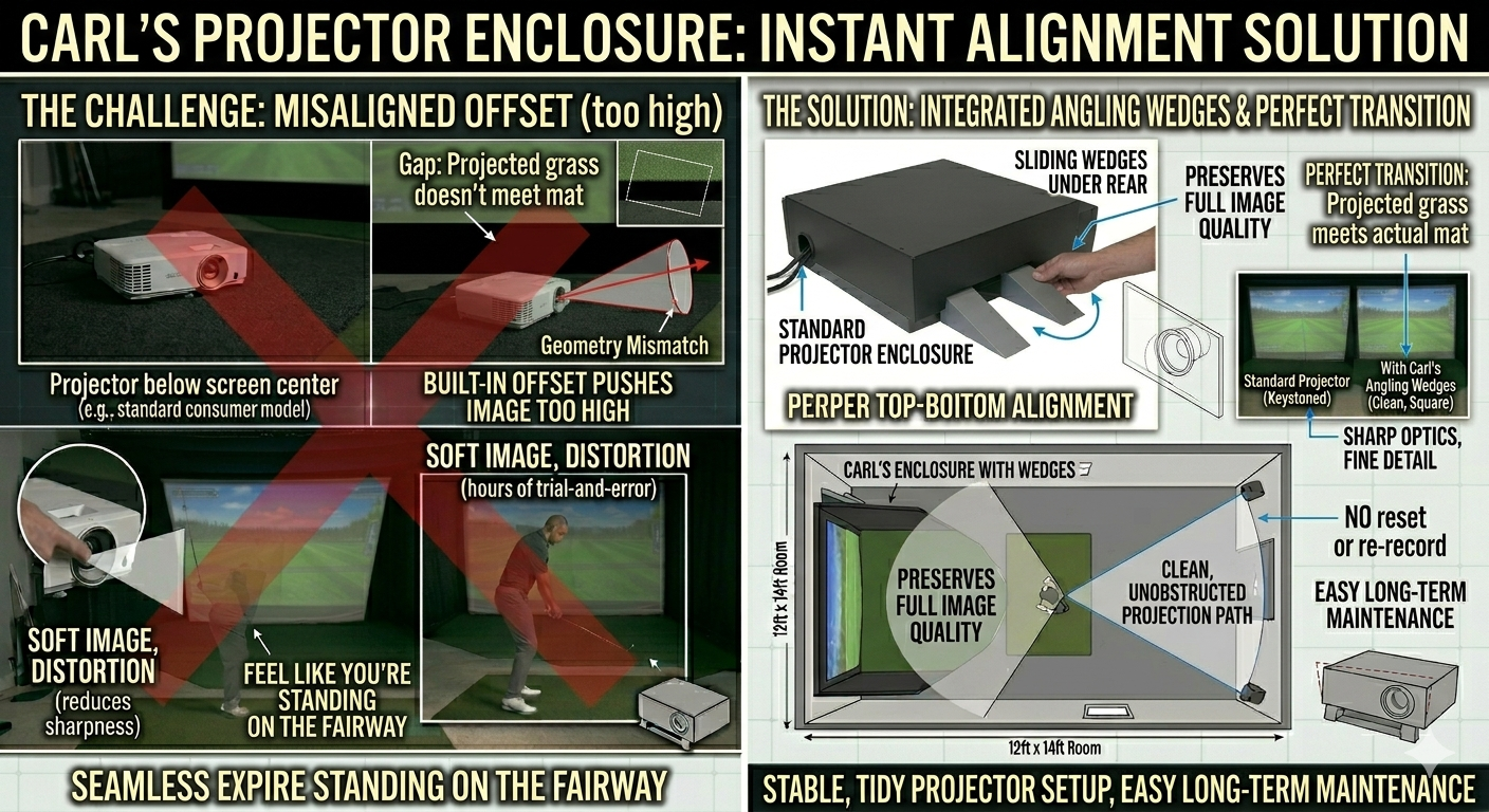 Diagram of Carl's Projector Enclosure solution for misaligned offset issue with text and graphics.