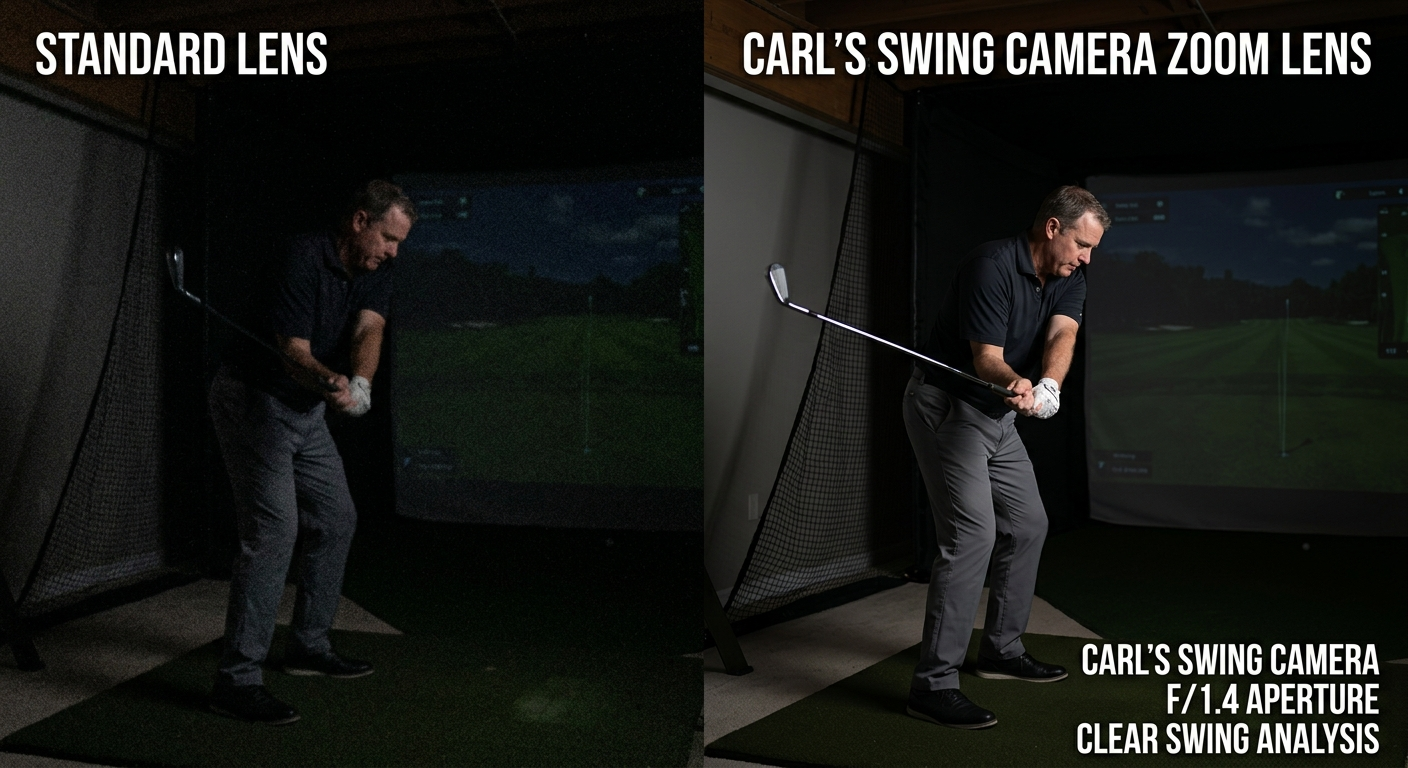 Comparison of golf swing analysis with standard lens and Carl's Swing Camera Zoom Lens.