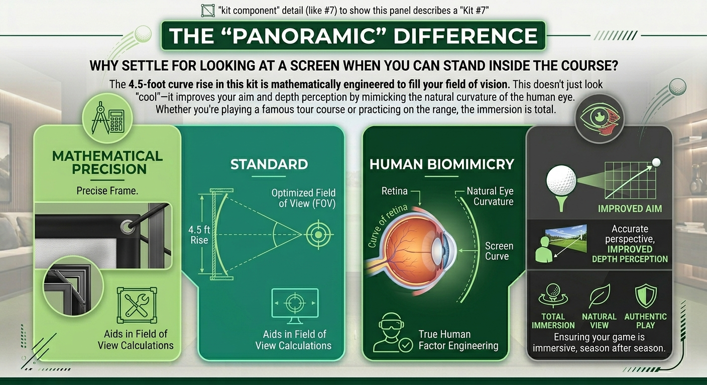 Promotional graphic for a product with various features highlighted, including mathematical precision, human biomimicry, and improved aim.