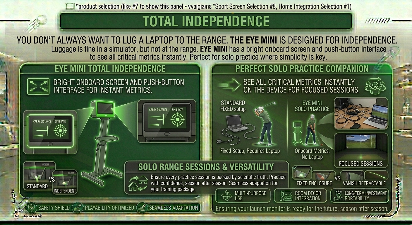 Product display for 'Eye Mini' with text and graphics on a green background