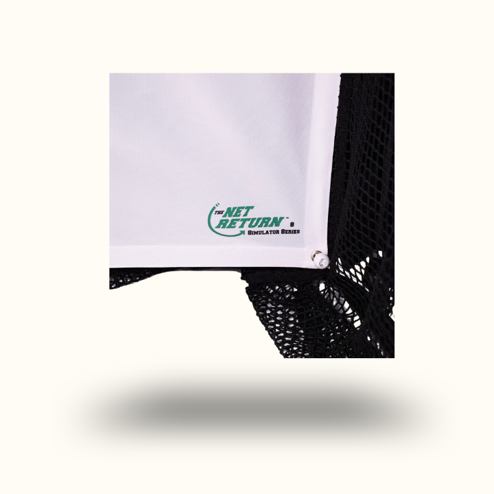 Black and white sports net with 'The Net Return' logo on a white background