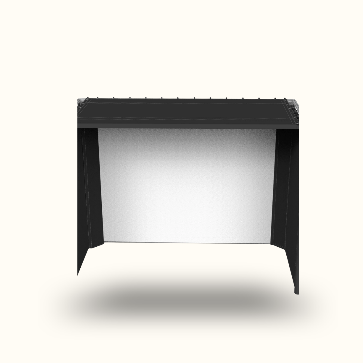 Black rectangular light box on a white background