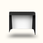 Black rectangular light box on a white background