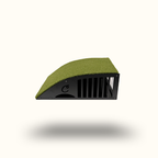 Green pet crate with black frame on a white background