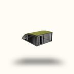 Green and black rectangular object on a white background
