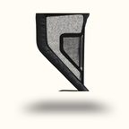 Black mesh grille on a white background