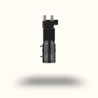 Black mechanical component on a white background