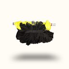 Black cleaning brush with yellow bristles on a white background
