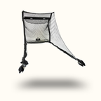 Black and white camping hammock on a white background