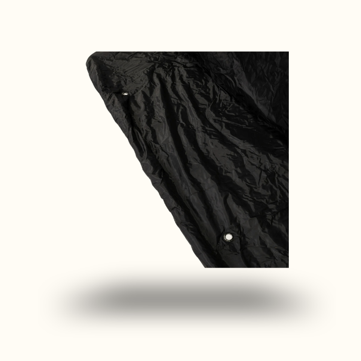 Black tarp on a white background