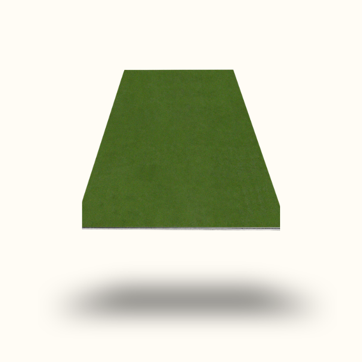 Green rectangular mat on a white background