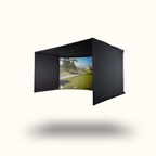 Portable outdoor screen with a scenic view displayed on a white background