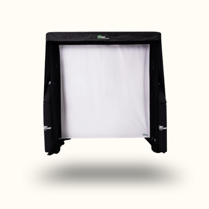 Inflatable screen with black frame on a white background