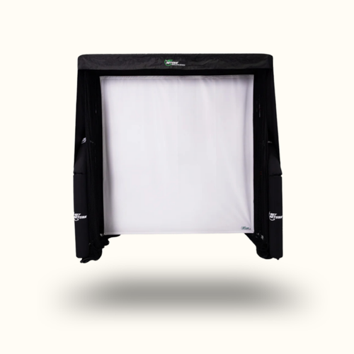 Inflatable screen with black frame on a white background