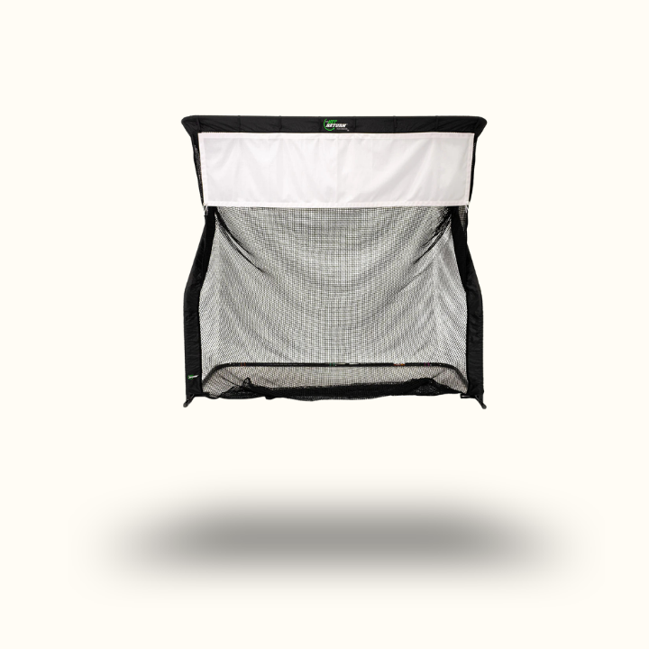 Golf practice net on a white background