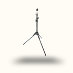 Black tripod stand on a white background