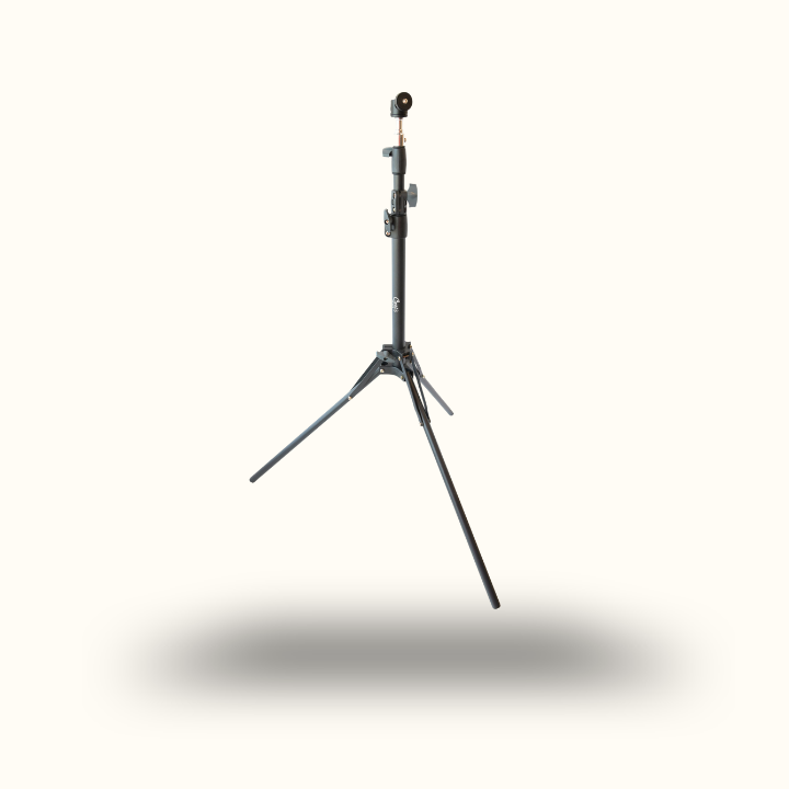 Black tripod stand on a white background