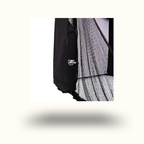 Black jacket with a brand logo on a white background