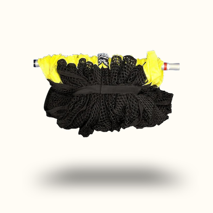 Black and yellow cleaning brush on a white background