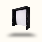 Black and white light modifier on a white background