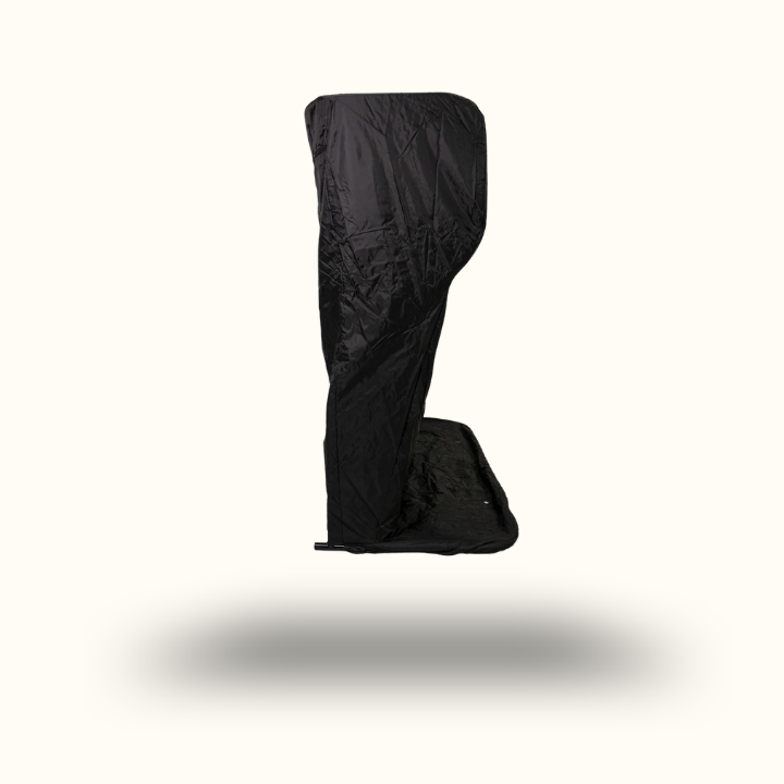 Black sleeping bag on a white background