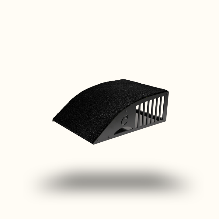 Black plastic ramp on a white background