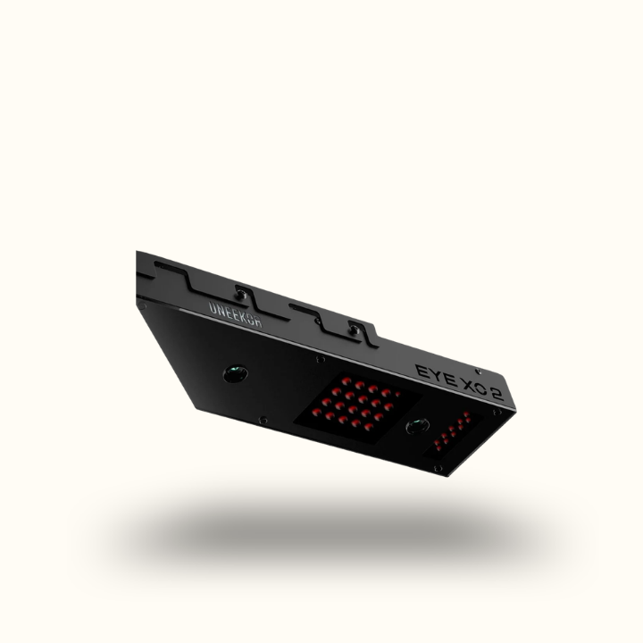 Black electronic device with 'EYE X02' branding on a white background