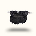 Black mesh bag with handles on a white background