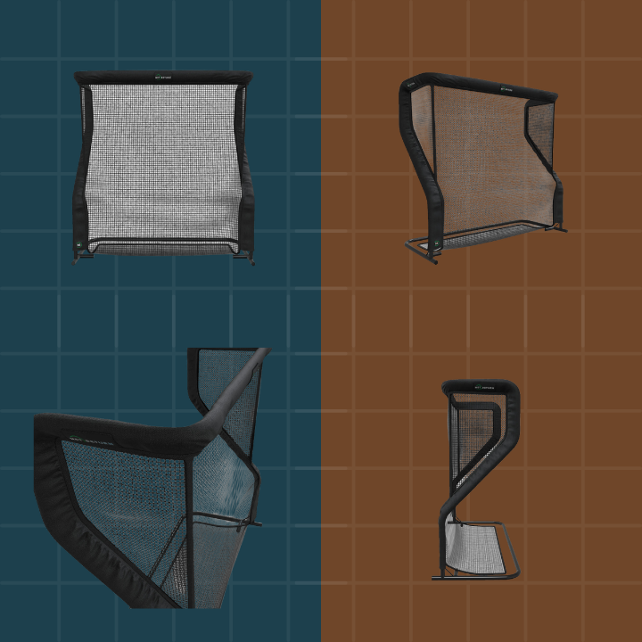 Four views of a fireplace screen on a grid background