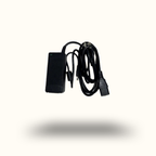 Black electronic component with cable on a white background