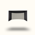 Black rectangular wall light fixture on a white background