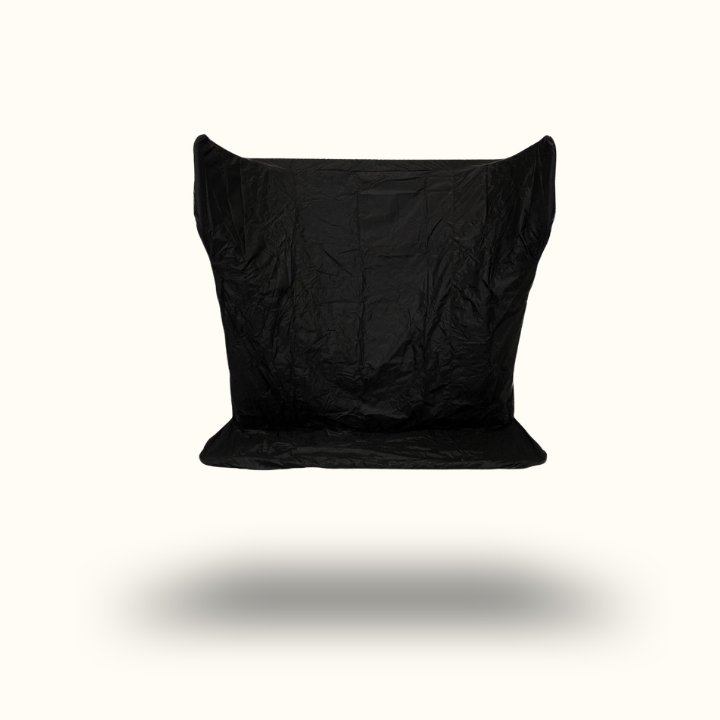 Black bean bag chair on a white background