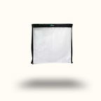 White softbox light modifier with black border on a white background