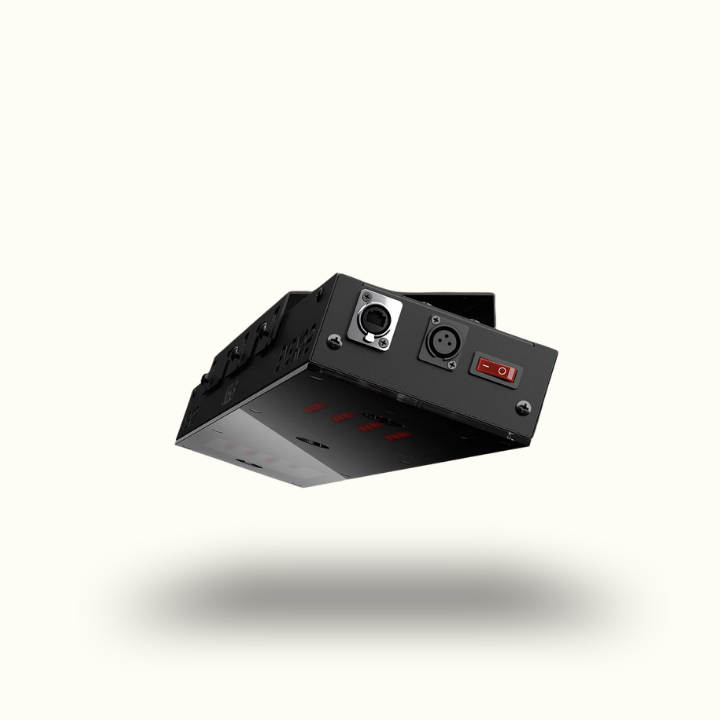 Black electronic device with connectors on a white background