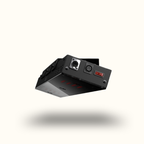 Black electronic device with connectors on a white background