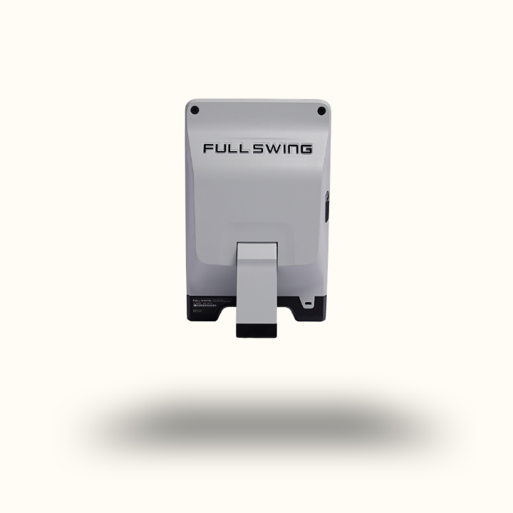 Metallic device with 'Full Swing' branding on a white background