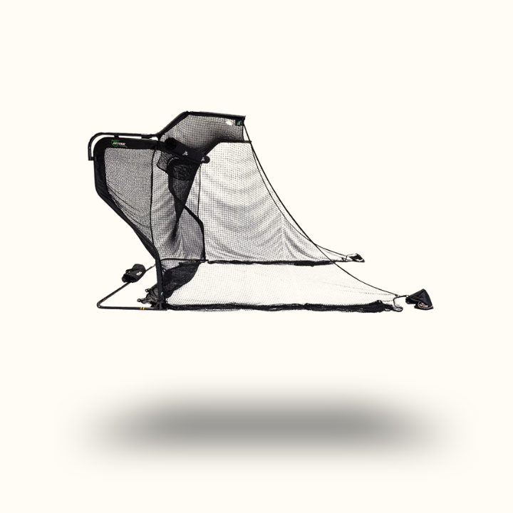 Black and white mesh chair on a white background