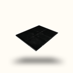 Black square tile on a white background