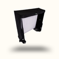 Black photography light modifier with white interior on a white background