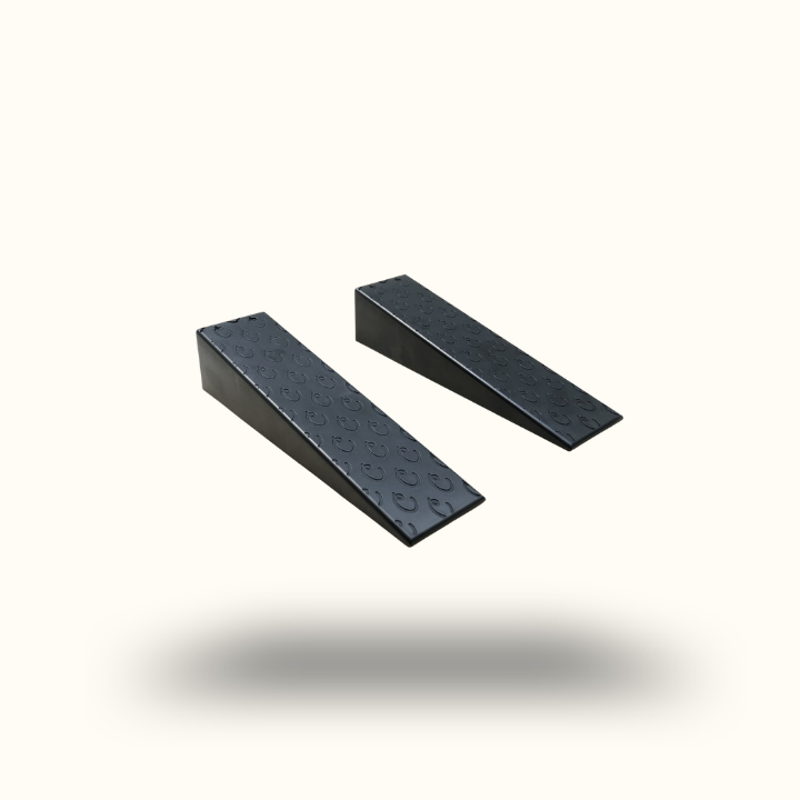Two black rectangular blocks on a white background