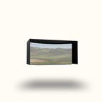 Rectangular black-framed picture on a white background