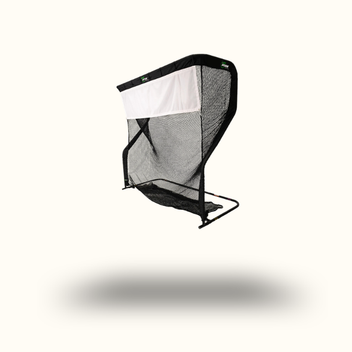 Black and white sports training net on a white background