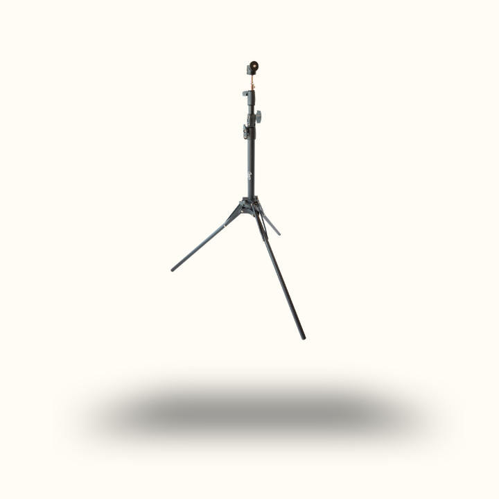 Black tripod stand on a white background