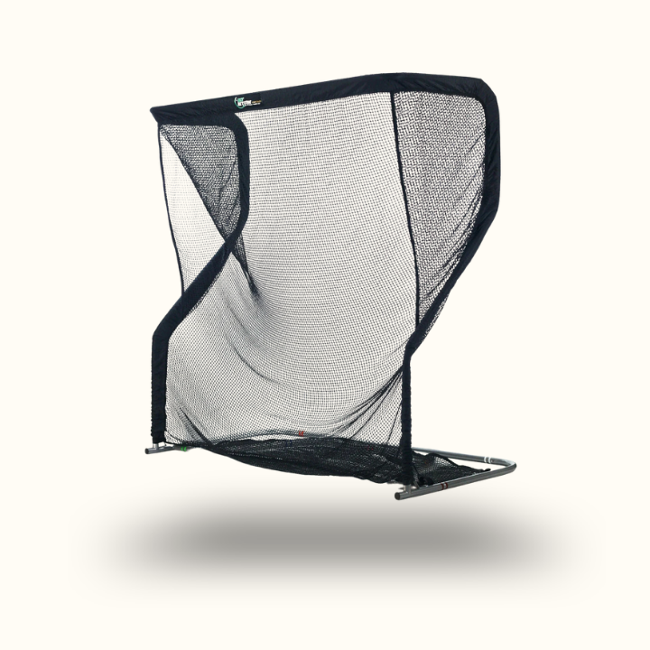 Black and gray sports training net on a white background