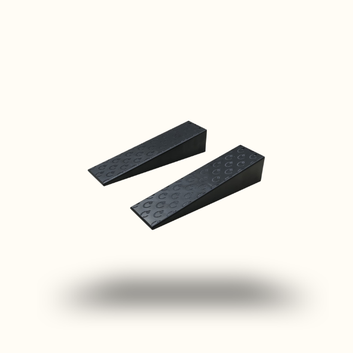 Two black rectangular blocks on a white background