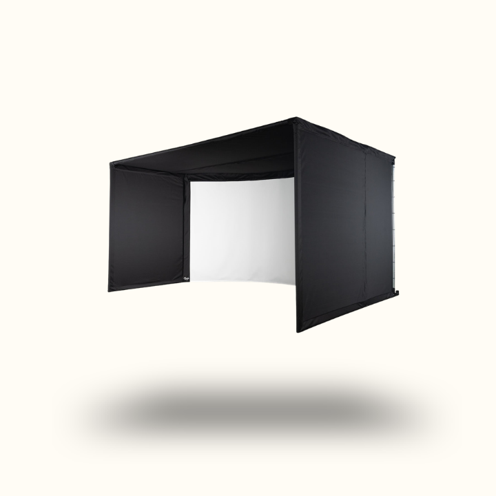 Black photo studio backdrop box on a white background