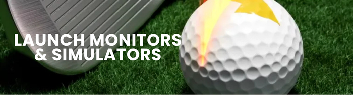 Golf ball with a launch monitor simulator on grass