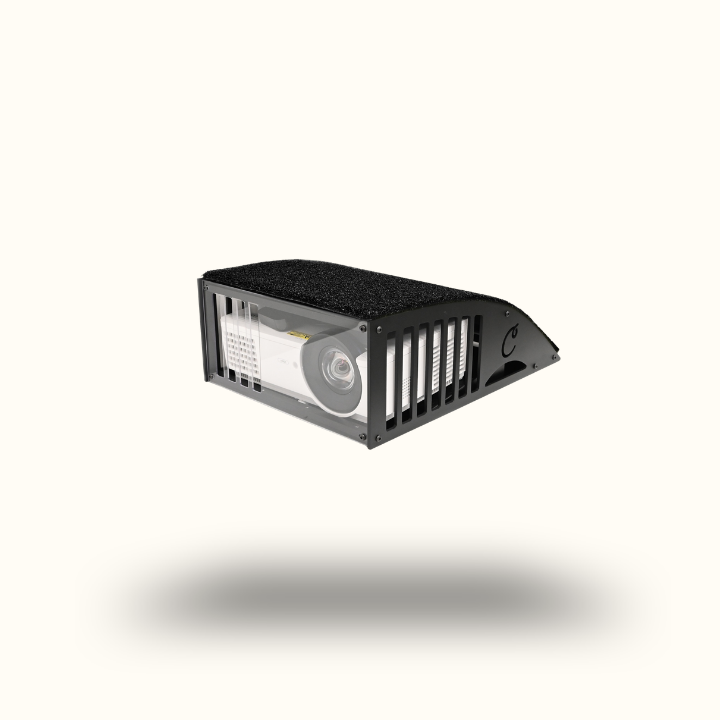 Black electronic device with a textured surface on a white background